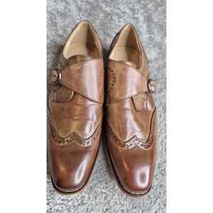 UV Signature Single Monk Strap Wing Tip Brown Shoe Brown Men's Size 9